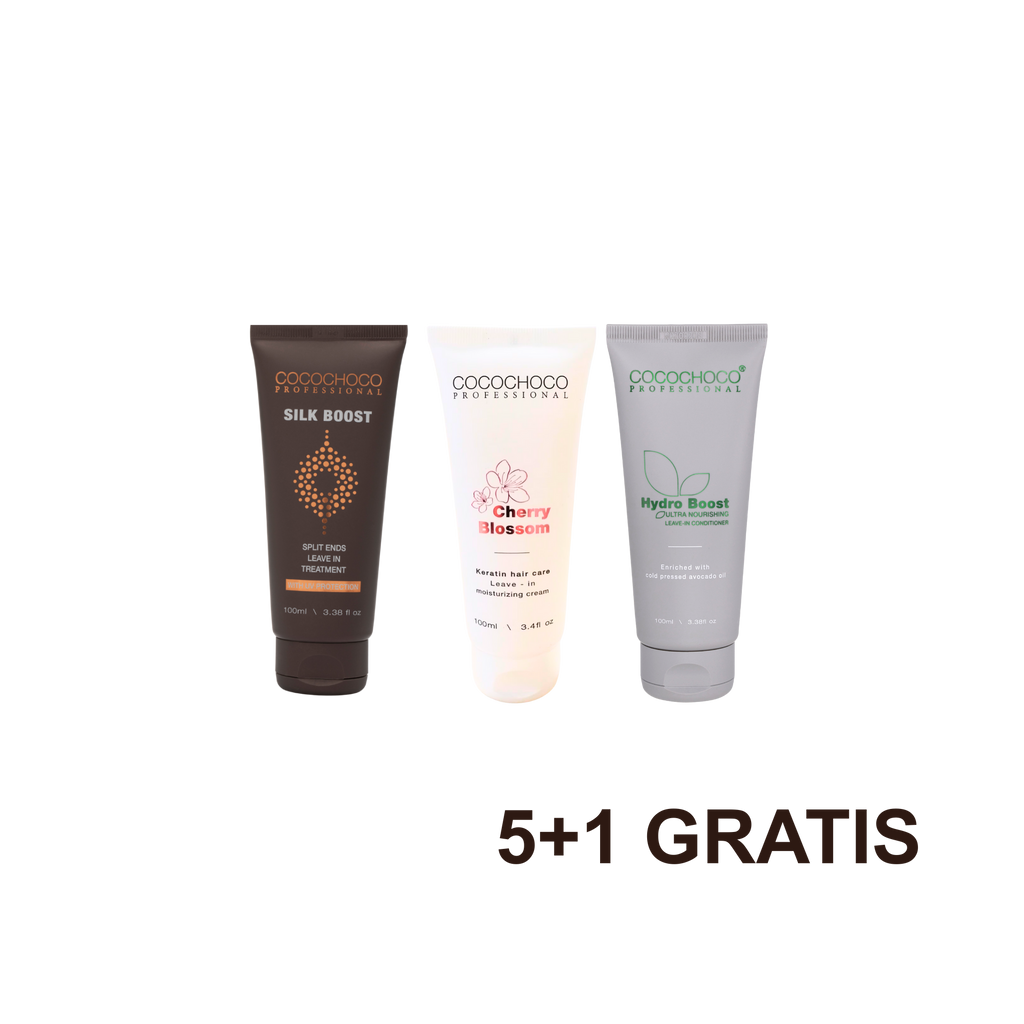 4+1 GRATIS Cocochoco Cherry Blossom leave-in keratinska nega 100 ml + Cocochoco Silk Boost Split ends leave-in tretma 100 ml