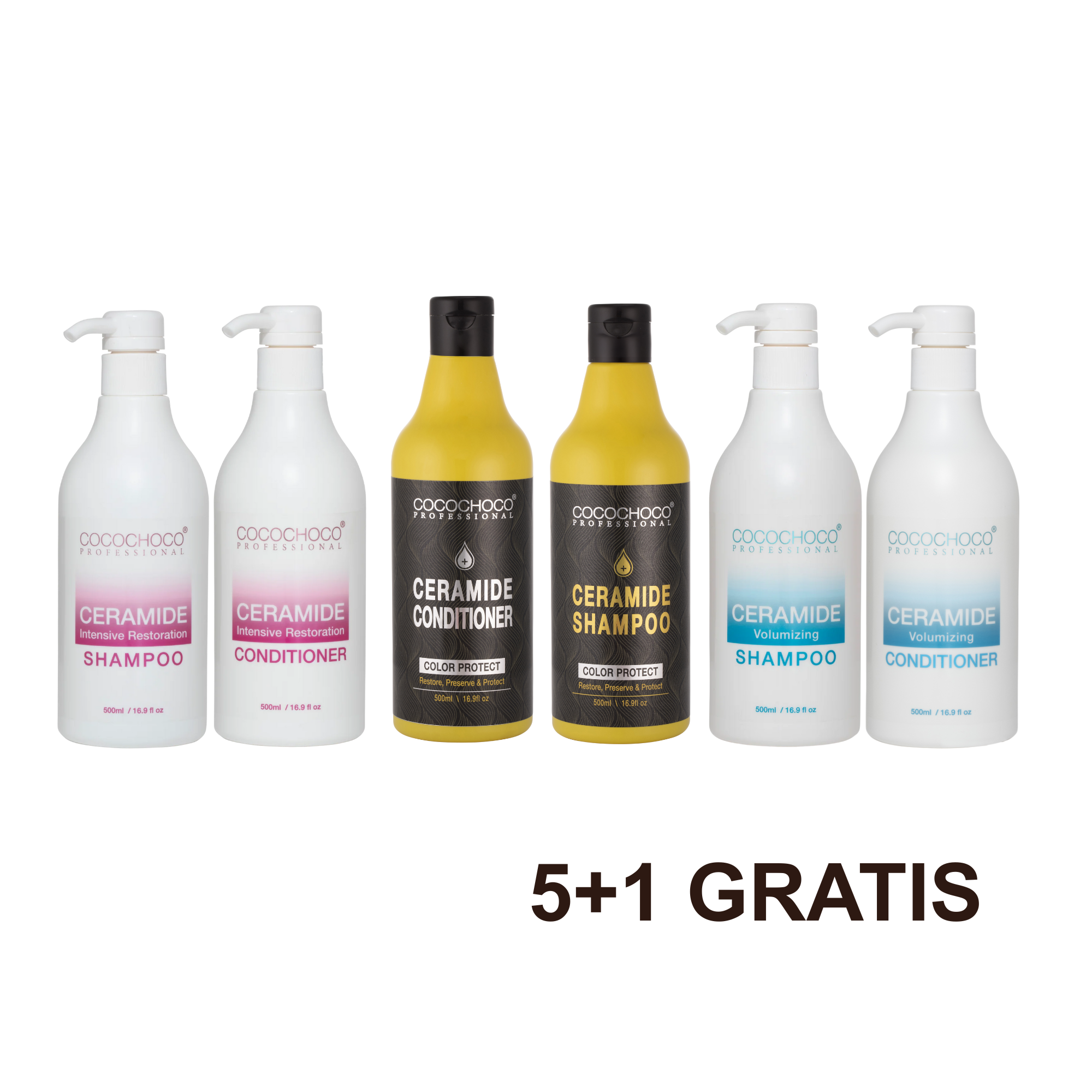 4+1 FREE Ceramide Volume Boosting Shampoo 500 ml + Ceramide Volume Boosting 500 ml + Ceramide Intensive Restoration shampoo 500 ml + Ceramide Intensive Restoration Conditioner 500 ml