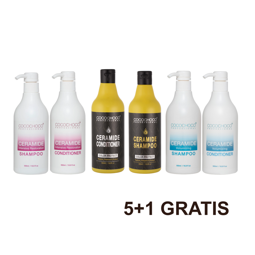 4+1 FREE Ceramide Volume Boosting Shampoo 500 ml + Ceramide Volume Boosting 500 ml + Ceramide Intensive Restoration shampoo 500 ml + Ceramide Intensive Restoration Conditioner 500 ml