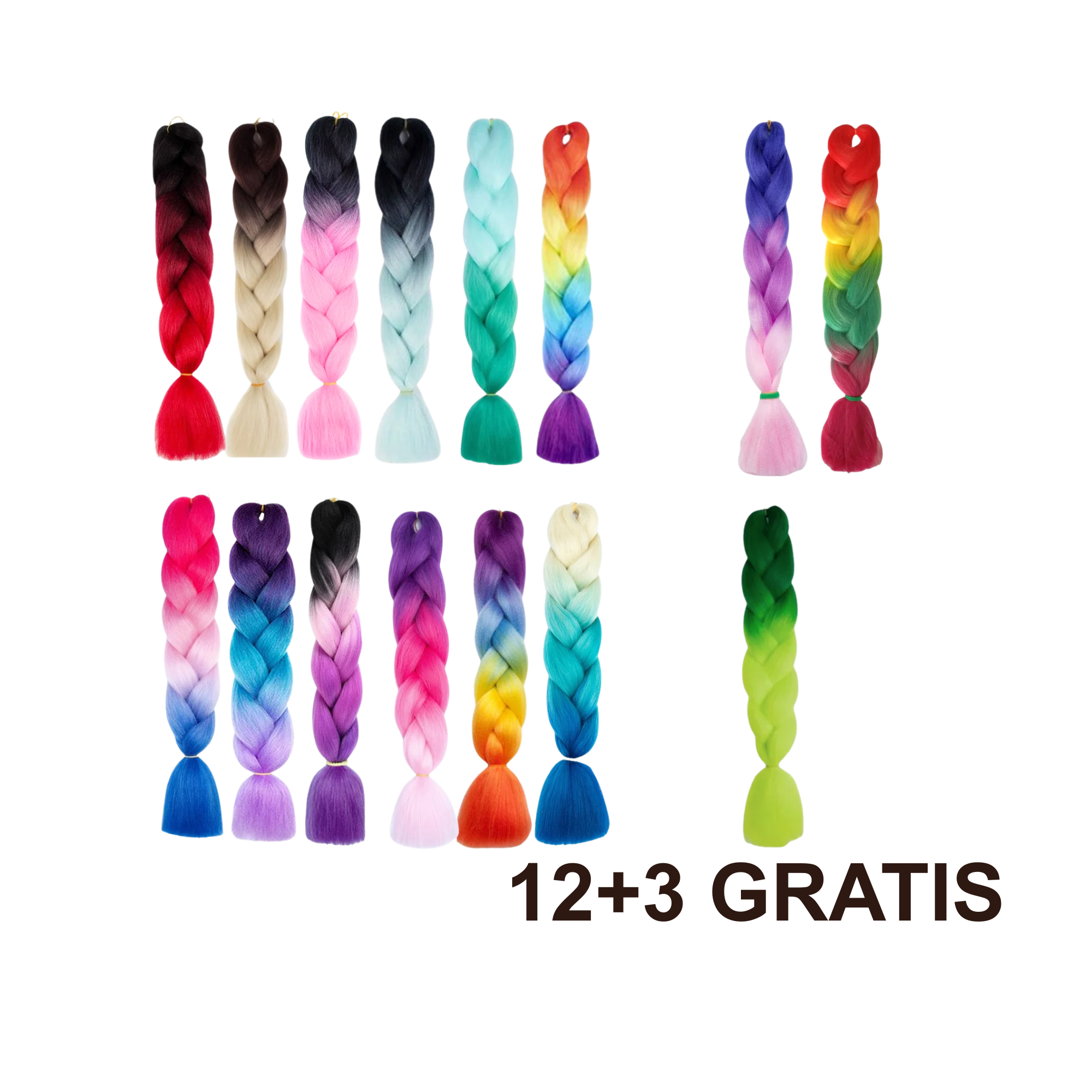 12+3 FOR FREE Multicolored kanekalon hair