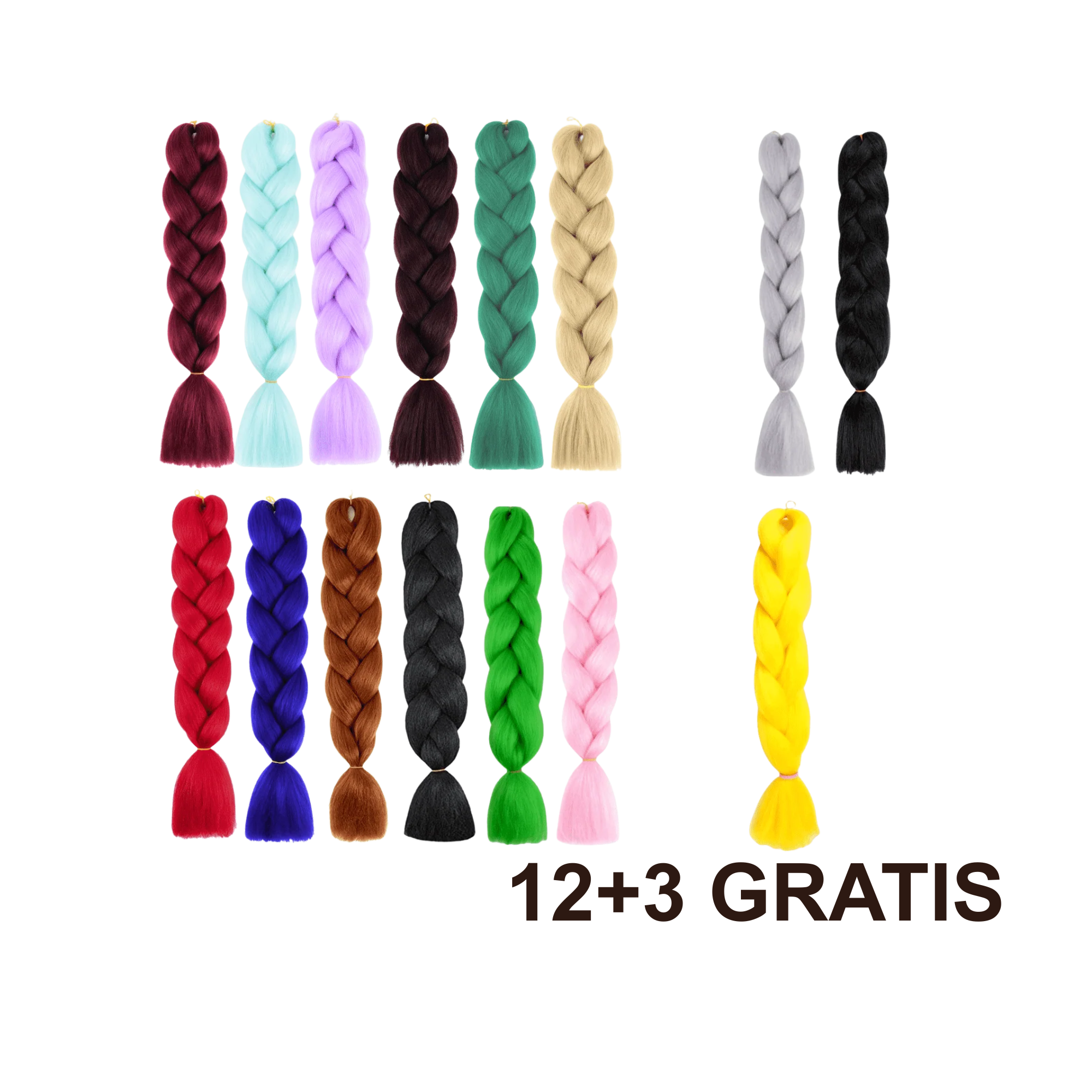 12+3 GRATIS Kanekalon jednobojna kosa