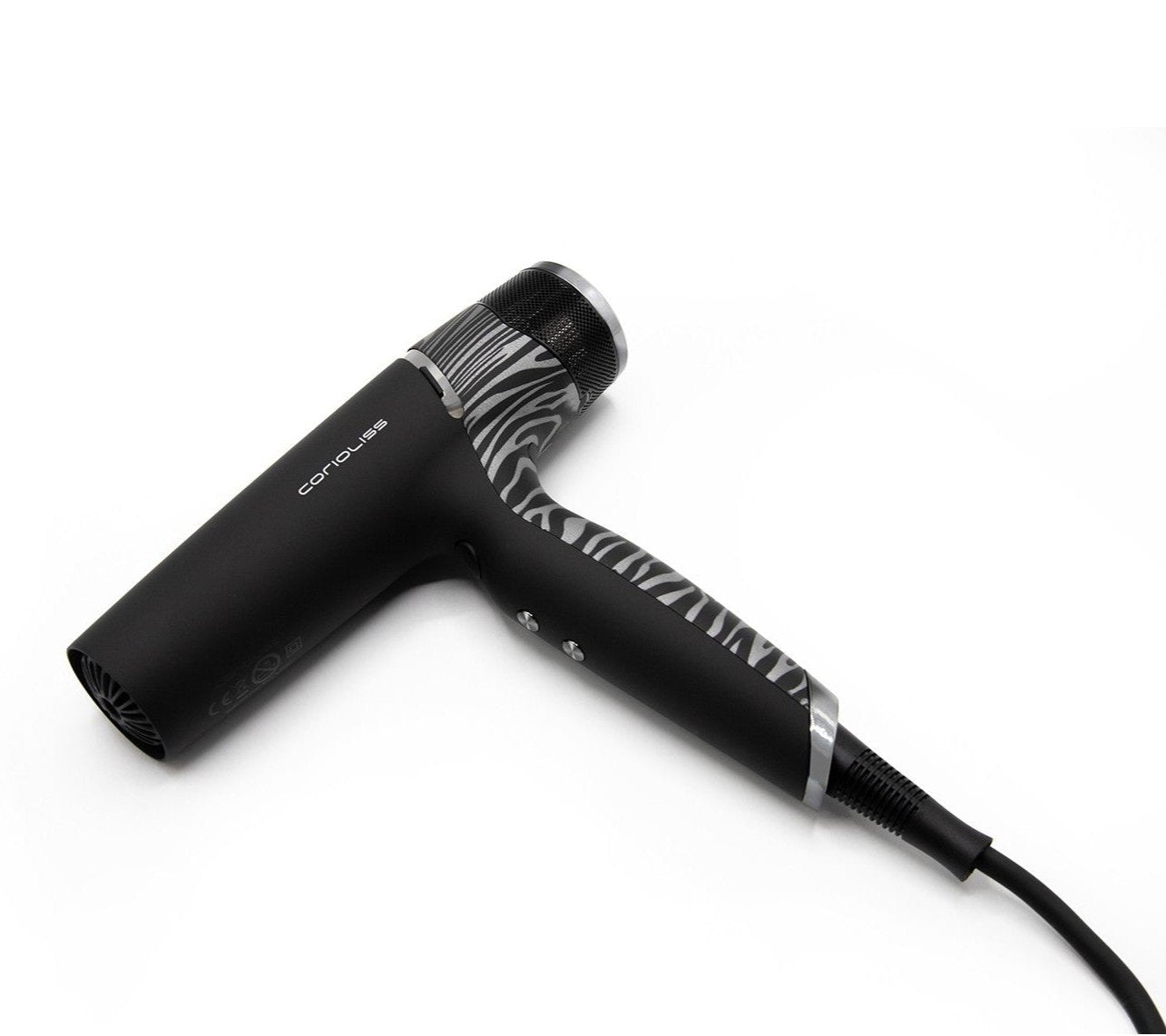 Corioliss Whisper Silver Zebra fen za kosu – profesionalni fen s modernim uzorkom