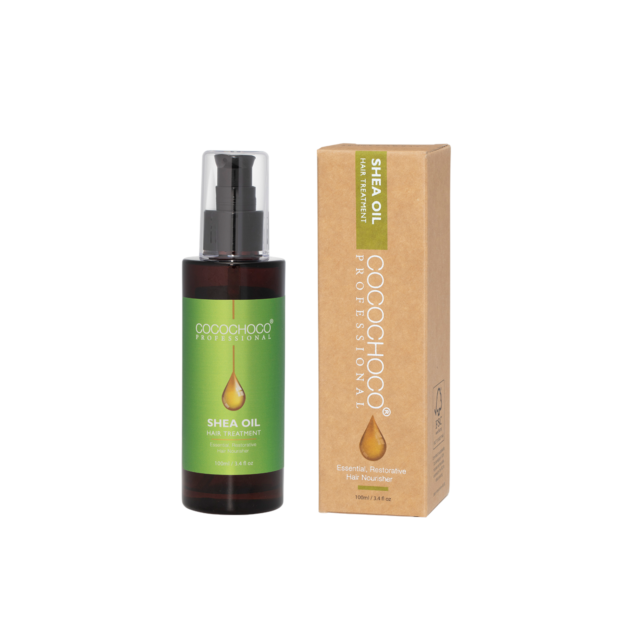 Cocochoco Shea Butter (Karite) ulje za kosu 100 ml - ambalaža i bočica proizvoda za njegu i obnovu kose