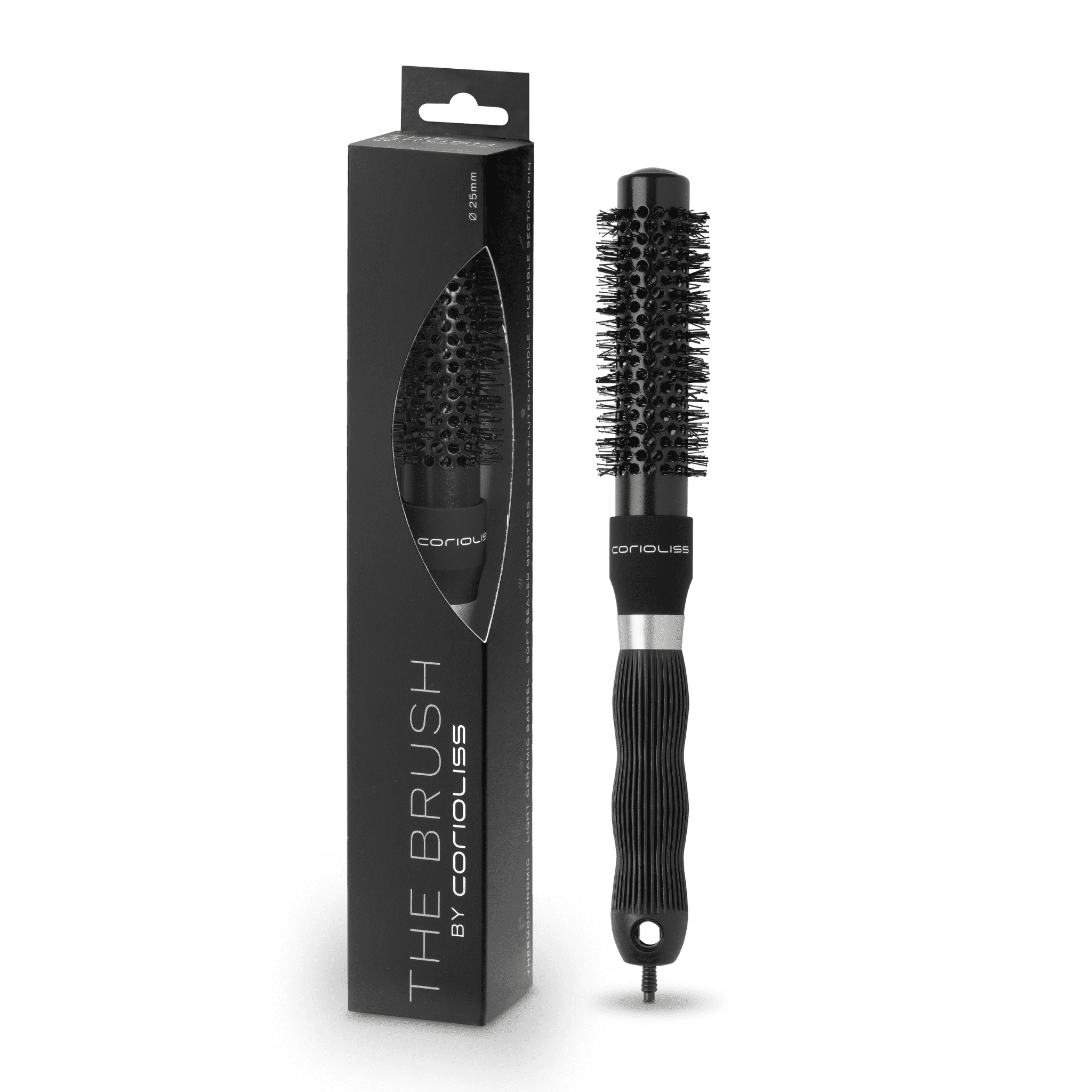 Corioliss keramička četka za feniranje 25 mm – crna, turmalinska keramička četka za precizno oblikovanje